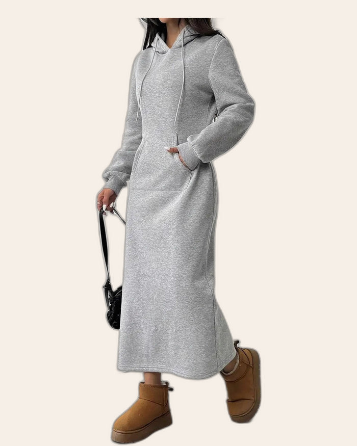 Effortless Black Maxi Hoodie Dress