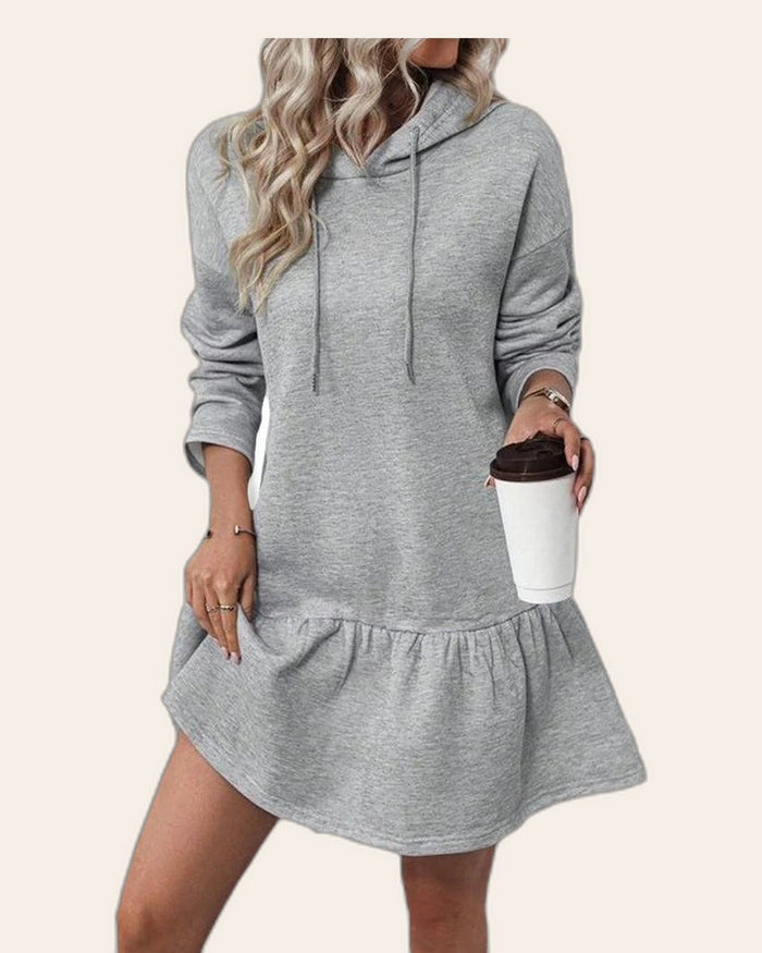 Ruffle Hem Hoodie Dress