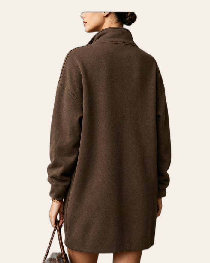 Half-Zip Fleece Sweatshirt Dress