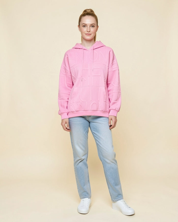 3D Grid Textured Hoodie