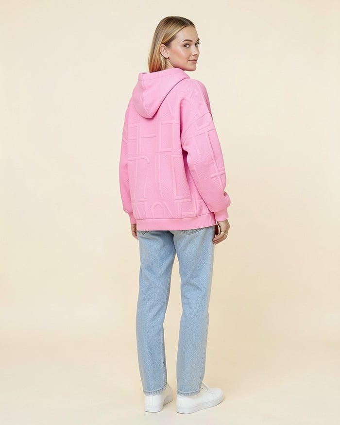 3D Grid Textured Hoodie