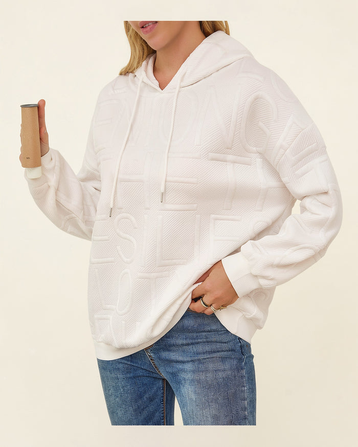 3D Grid Textured Hoodie