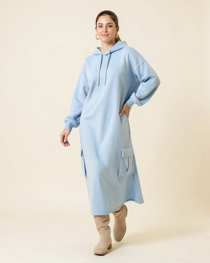 Cargo Pocket Maxi Hoodie Dress