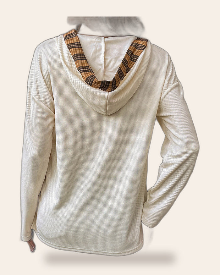 Henley Button Knit Hoodie