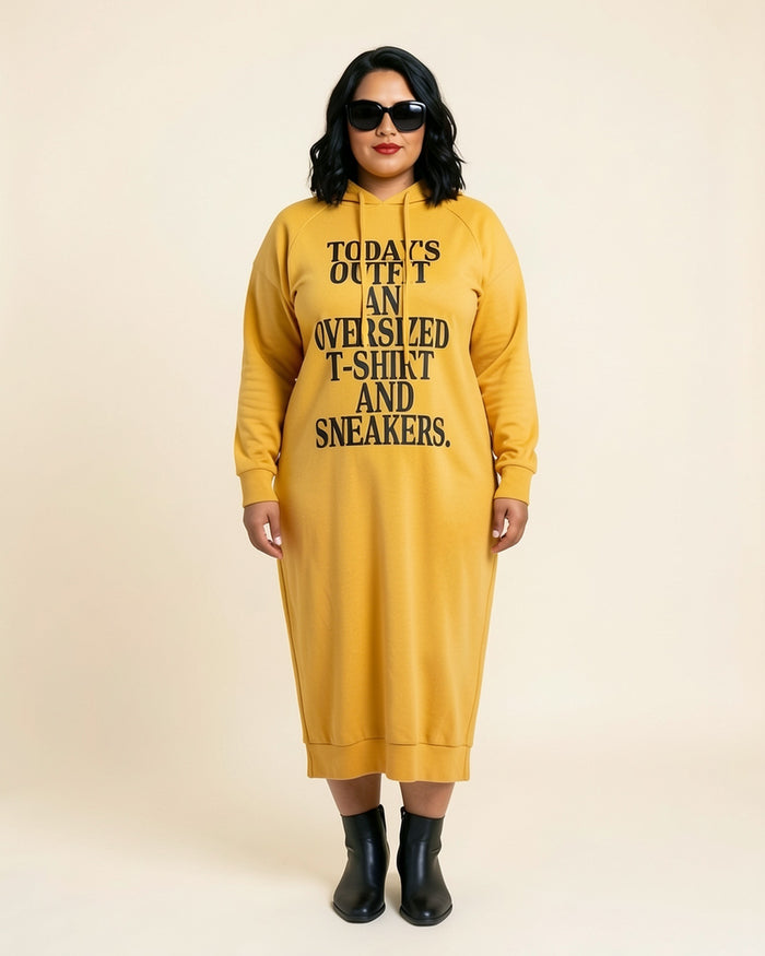 Statement Text Maxi Hoodie Dress