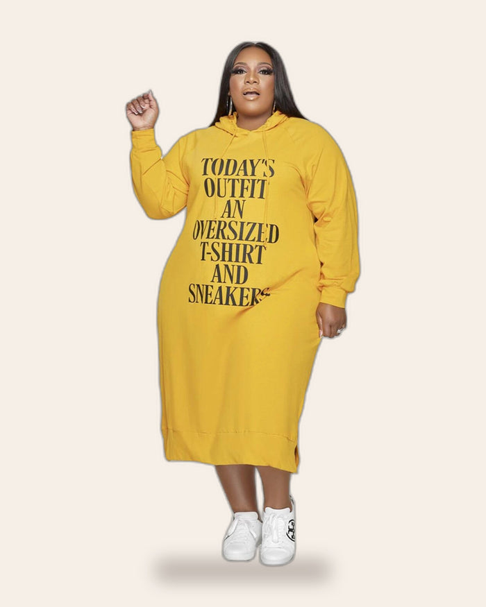 Statement Text Maxi Hoodie Dress