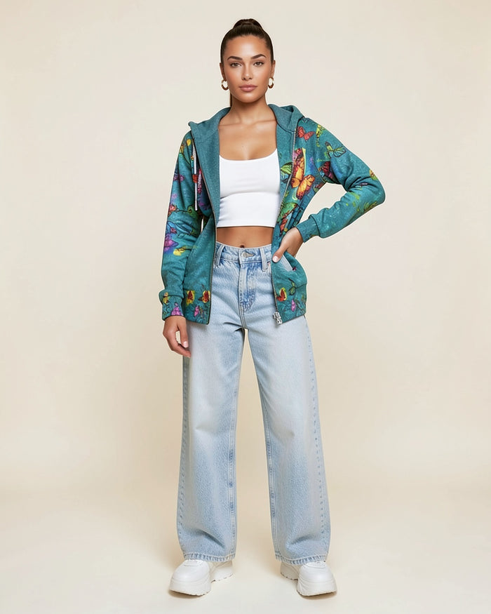 Tropical Bloom Zip Hoodie