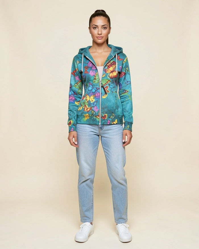 Tropical Bloom Zip Hoodie