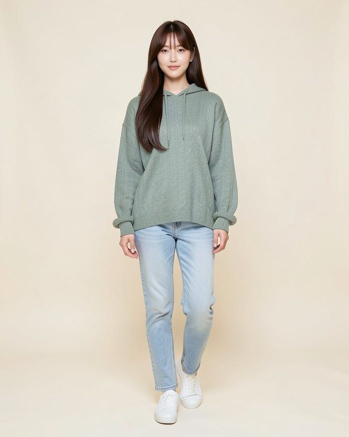 Sage Knit Hoodie Sweater