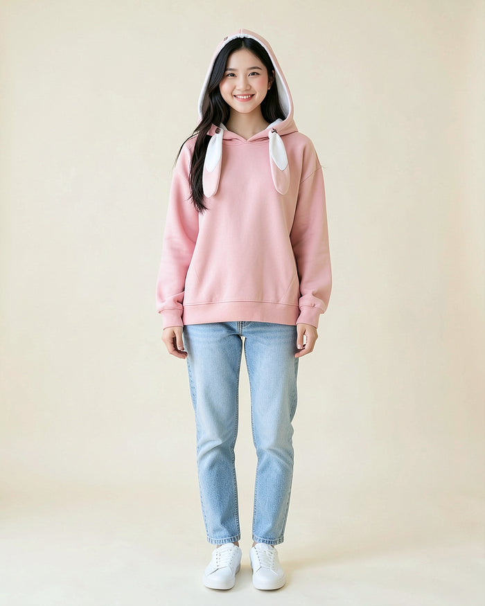Bunny Ears Embroidered Hoodie