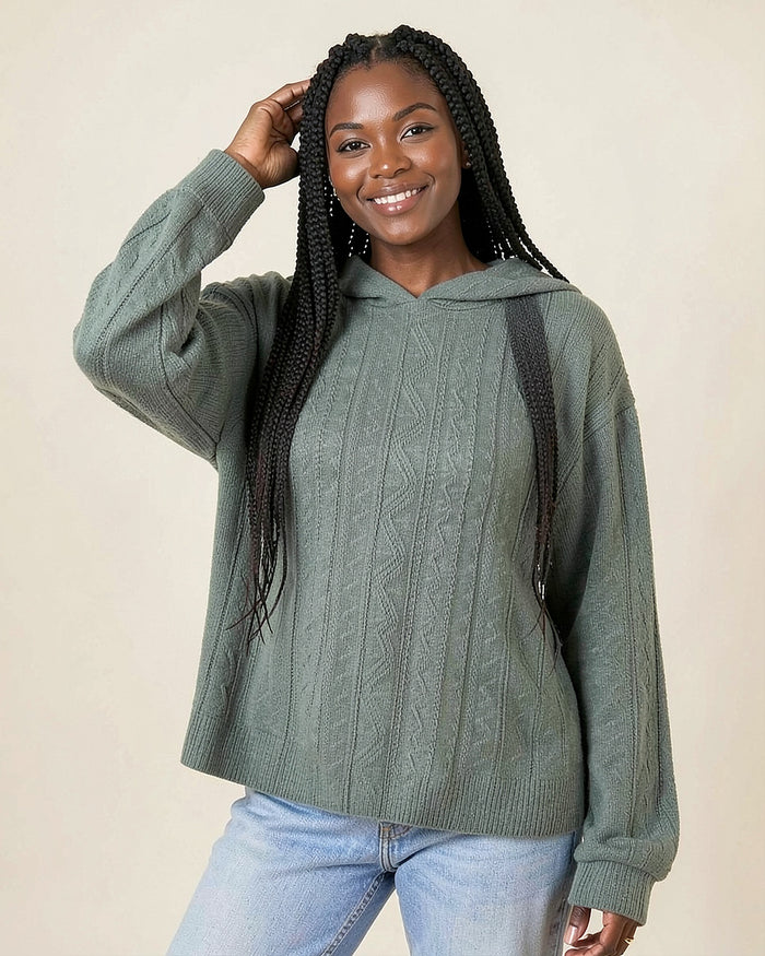 Sage Knit Hoodie Sweater