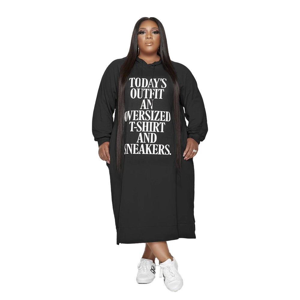 Statement Text Maxi Hoodie Dress
