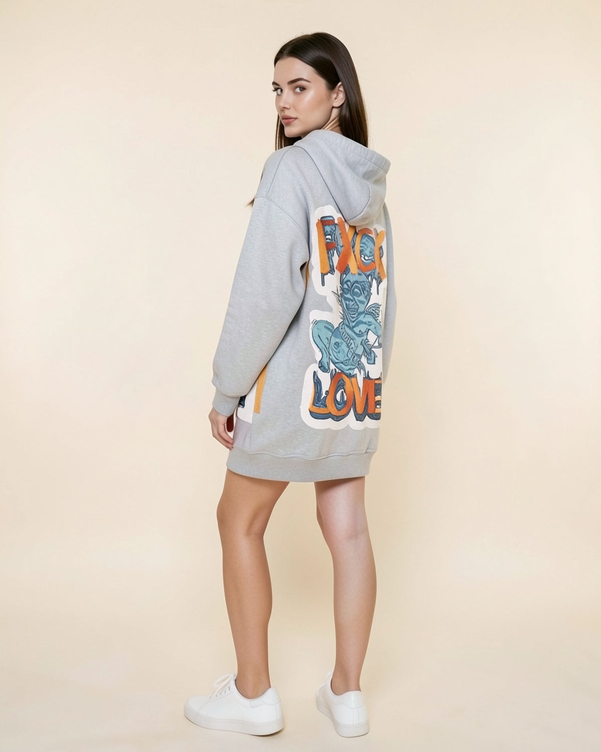 Graffiti Back-Print Hoodie Dress