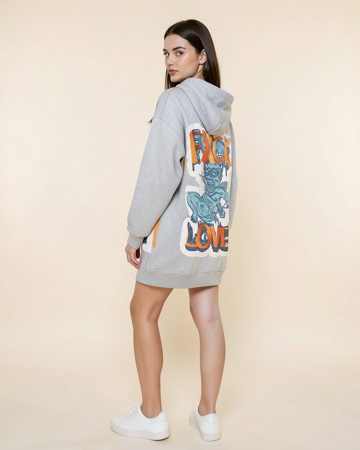 Graffiti Back-Print Hoodie Dress