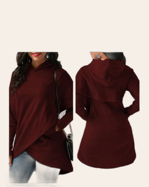 Asymmetric Wrap Fleece Hoodie