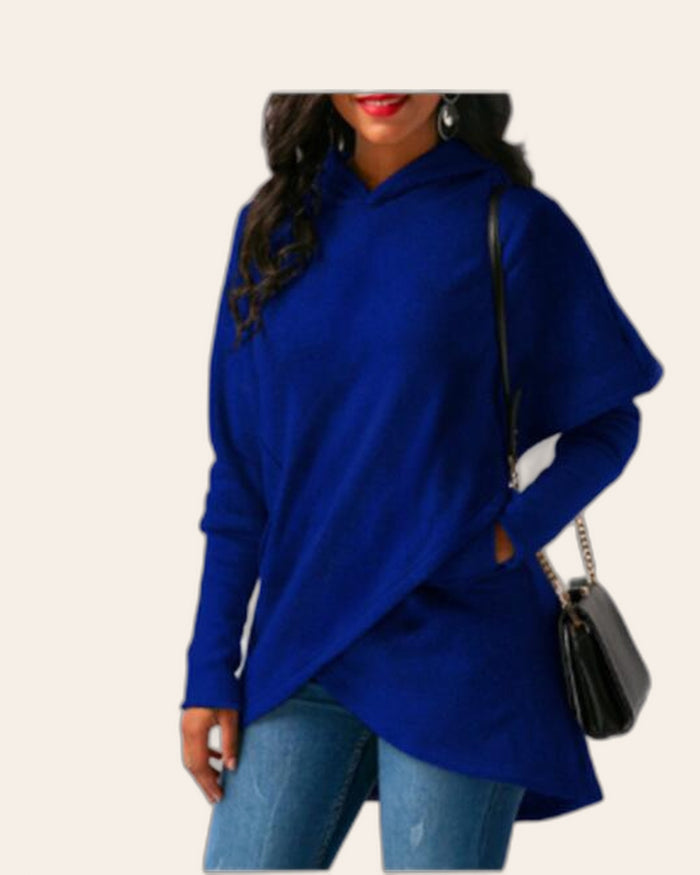 Asymmetric Wrap Fleece Hoodie