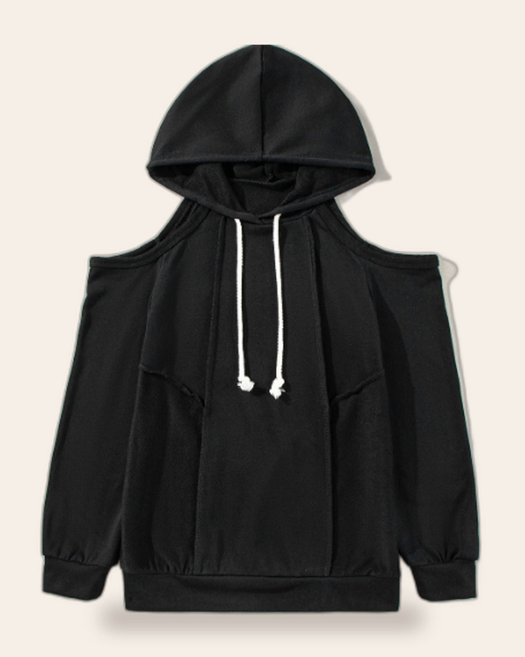 Cold Shoulder Drawstring Hoodie