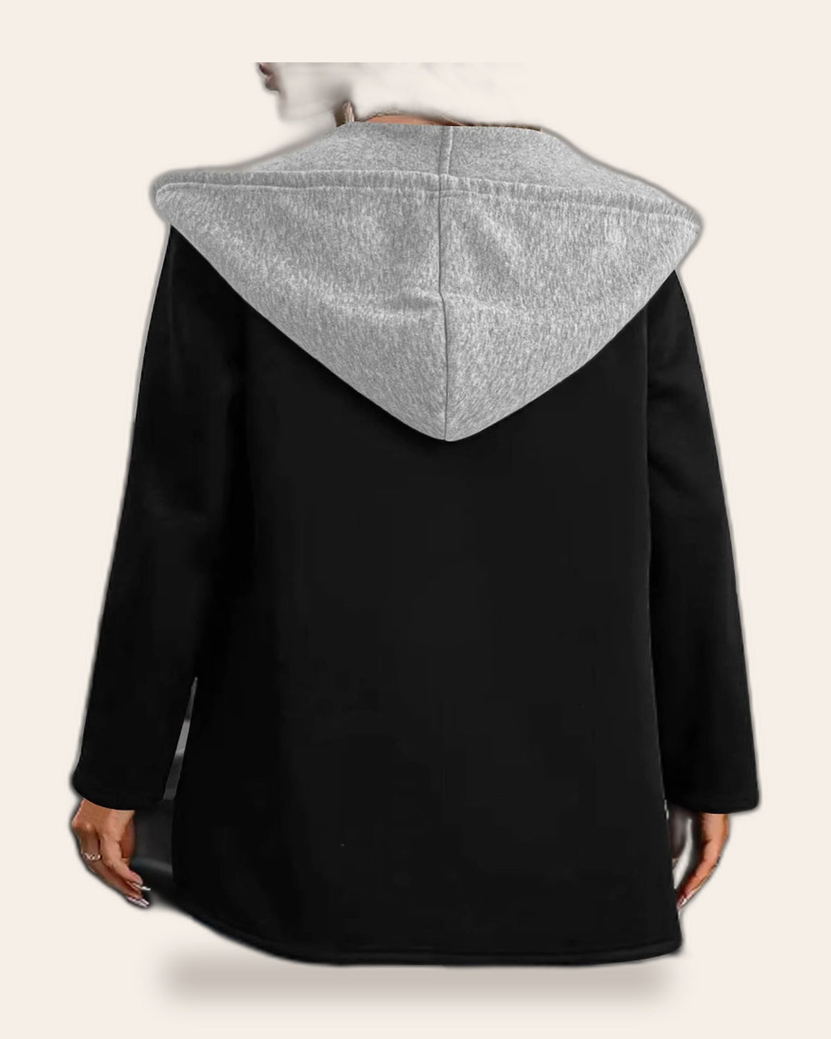Color-Block Longline Hooded Cardigan