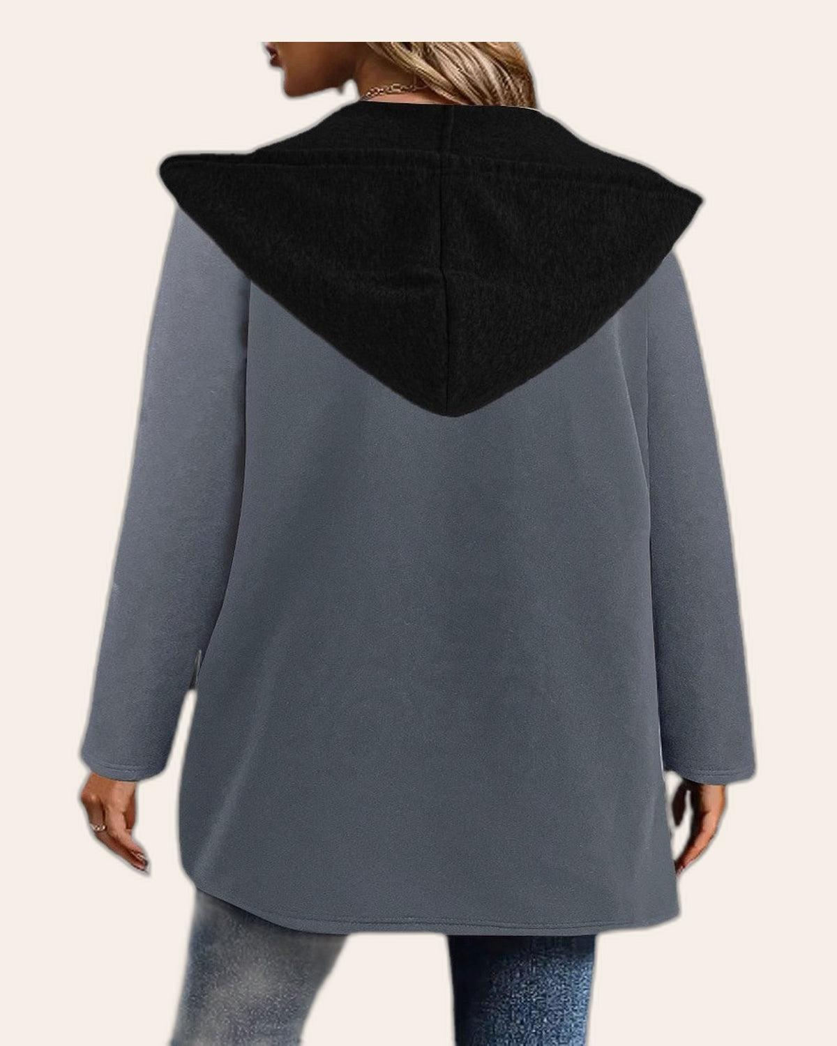 Color-Block Longline Hooded Cardigan
