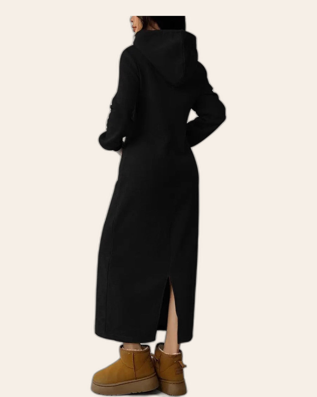 Effortless Black Maxi Hoodie Dress