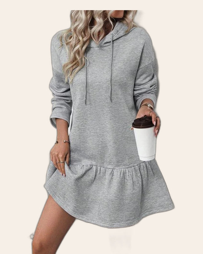 Ruffle Hem Hoodie Dress
