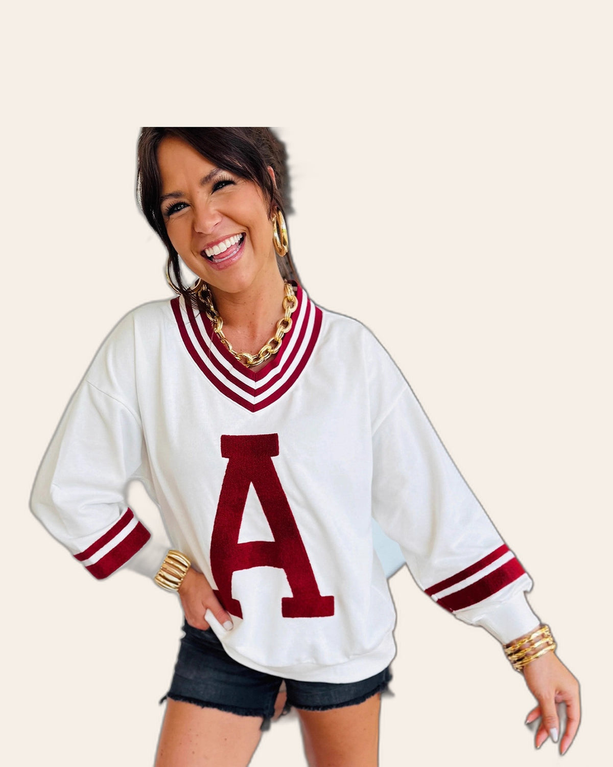 Varsity Letter A V-Neck Sweater