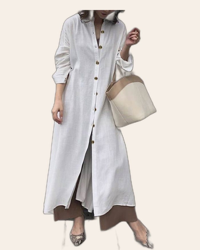 Button-Up Maxi Shirt Dress