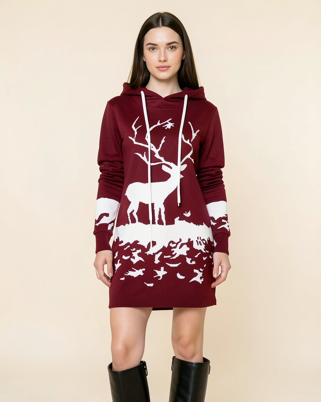 Reindeer Holiday Hoodie Dress