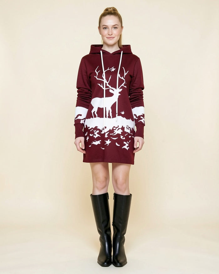 Reindeer Holiday Hoodie Dress