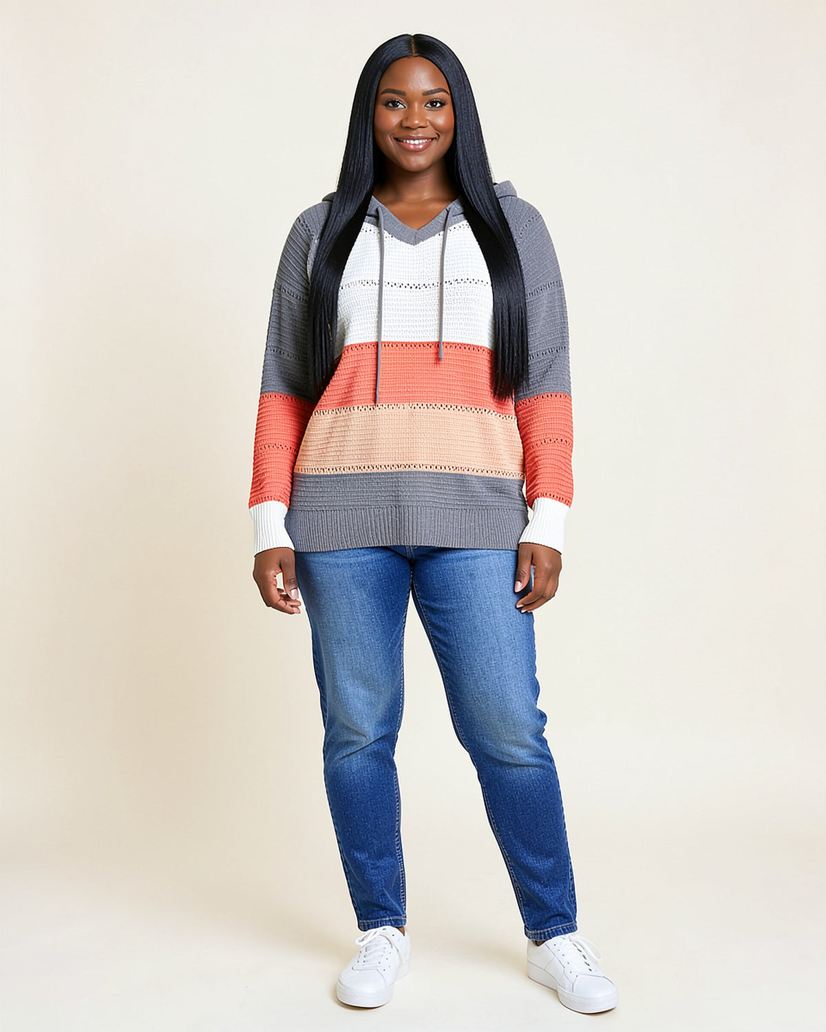 Sunset Stripe Knit Hoodie