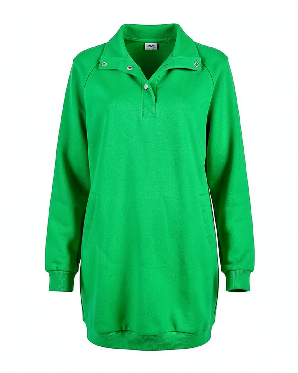 Snap-Collar Sweatshirt Dress