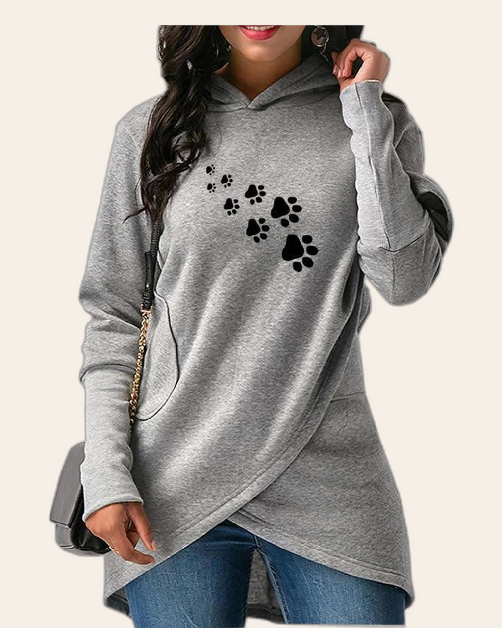 Paw Print Wrap Hoodie
