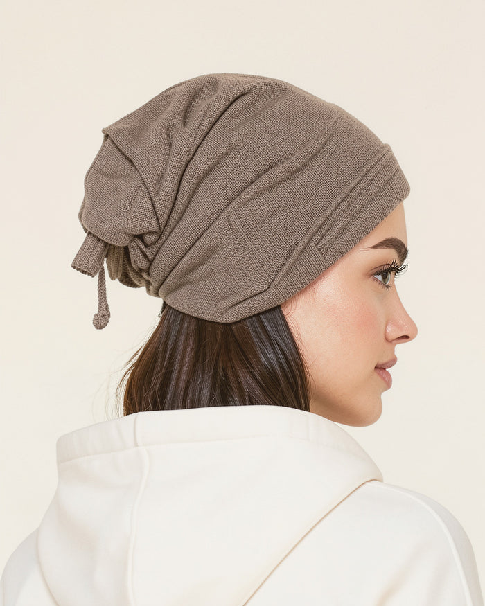 Slouchy Tie-Back Turban Beanie