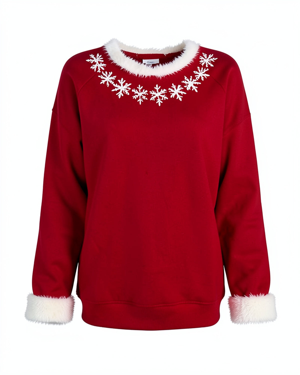 Snowflake Faux Fur Cuff Sweater