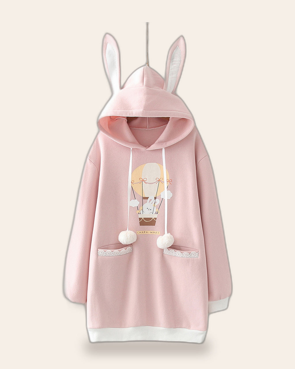 Bunny Ears Pom-Pom Hoodie Dress