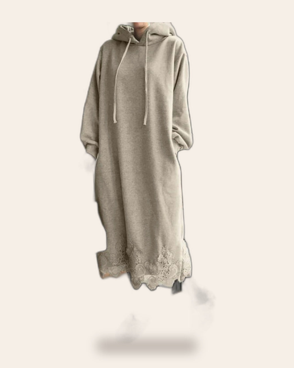 Lace Hem Maxi Hoodie Dress (Plus)
