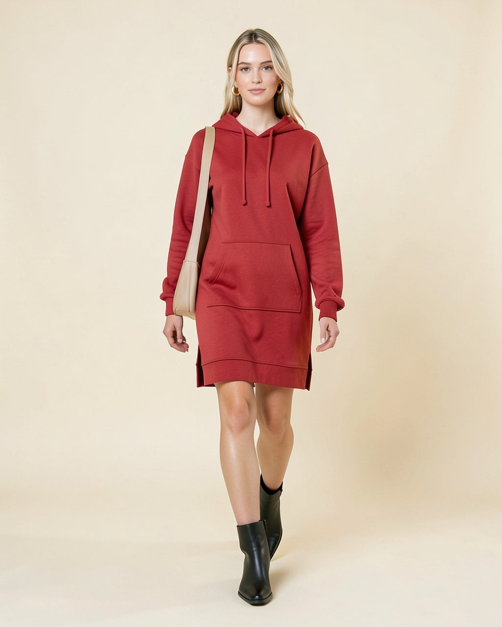 Side Slit Hoodie Dress