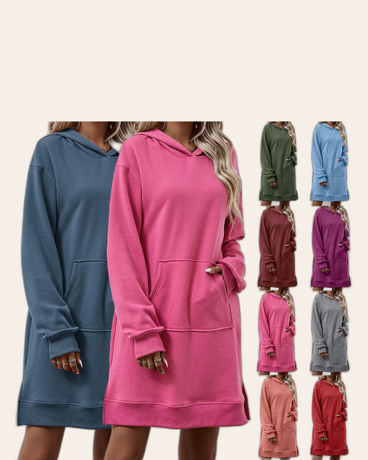 Side Slit Hoodie Dress