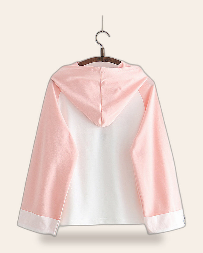Lace-Up Bow Two-Tone Hoodie