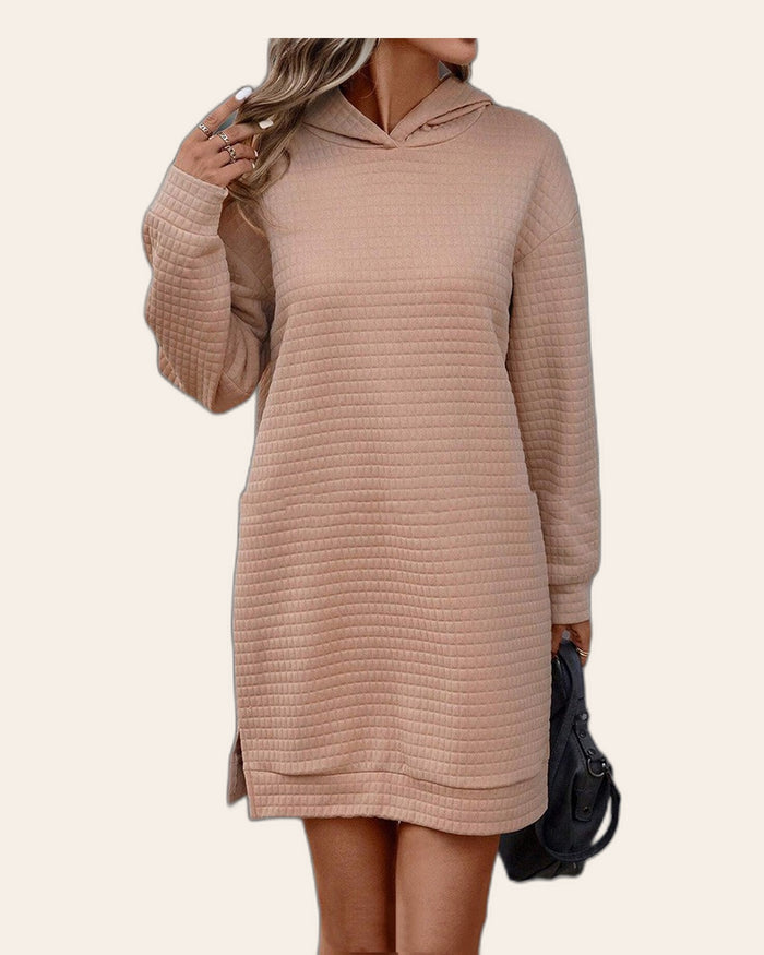 Waffle Stripe Hoodie Dress