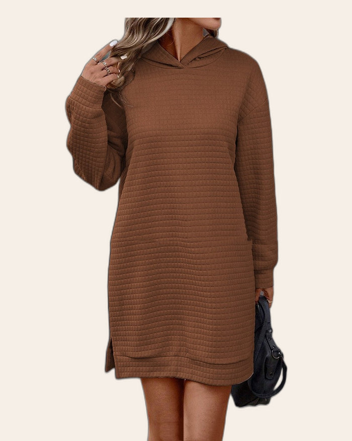 Waffle Stripe Hoodie Dress