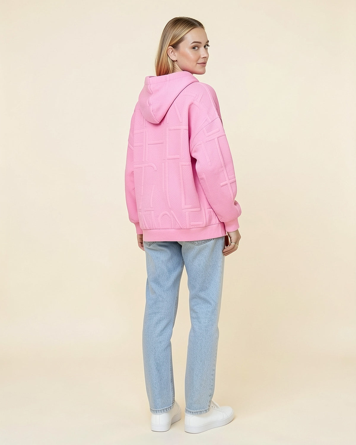 3D Grid Textured Hoodie