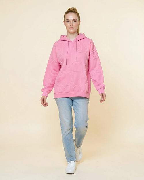 3D Grid Textured Hoodie