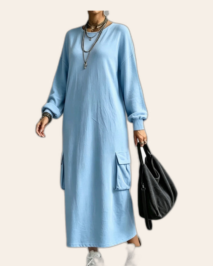 Cargo Pocket Maxi Hoodie Dress