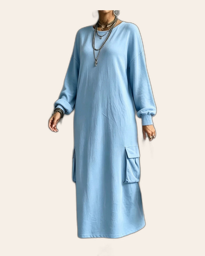 Cargo Pocket Maxi Hoodie Dress