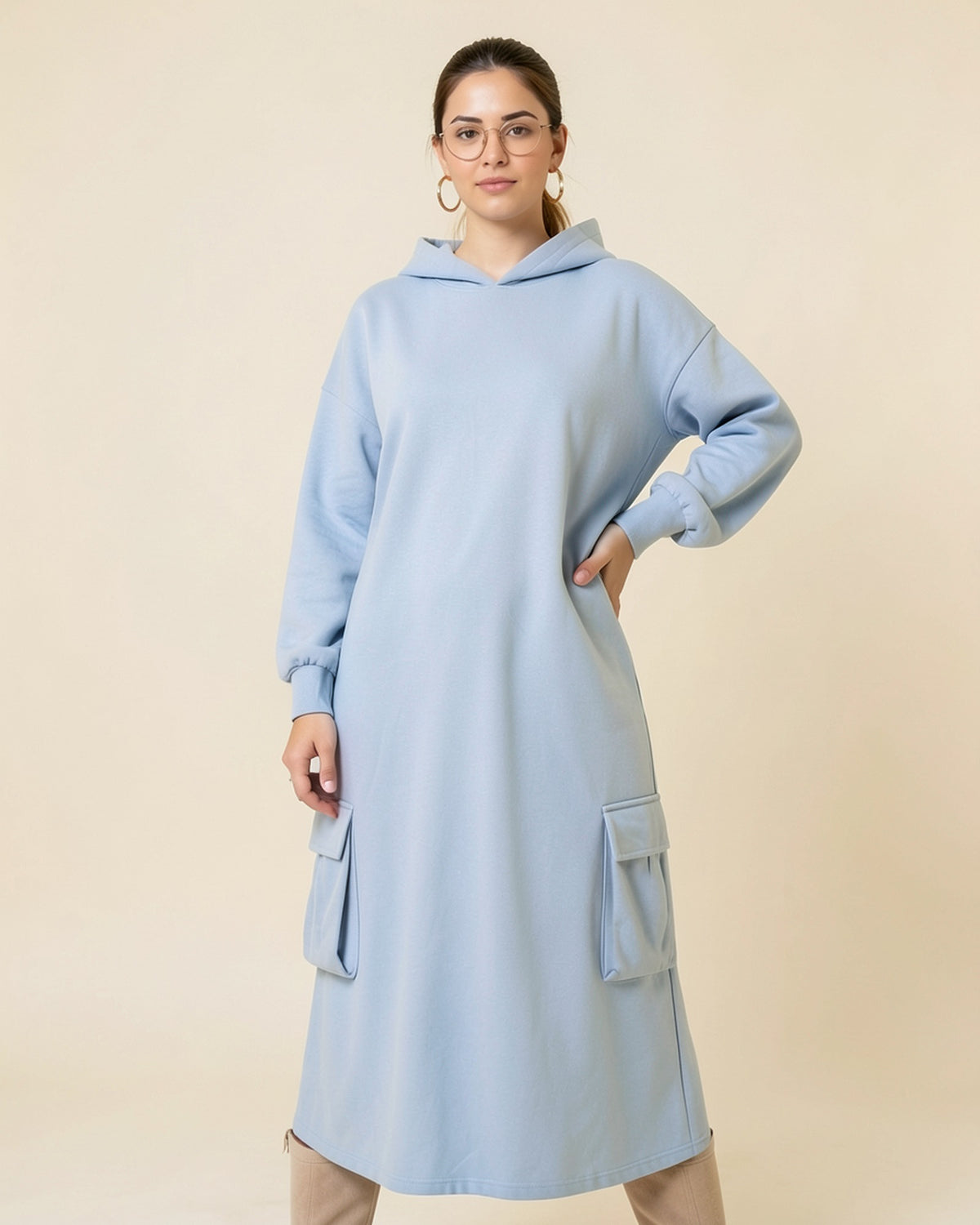 Cargo Pocket Maxi Hoodie Dress