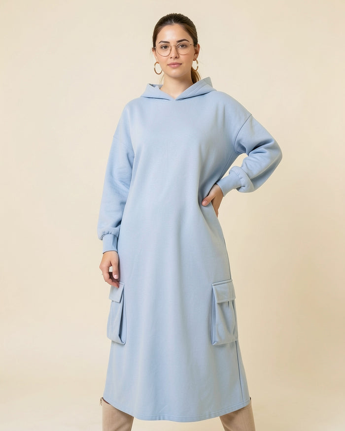 Cargo Pocket Maxi Hoodie Dress