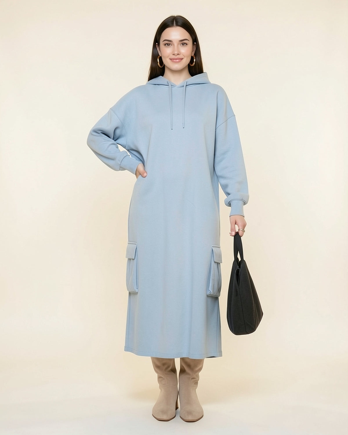 Cargo Pocket Maxi Hoodie Dress