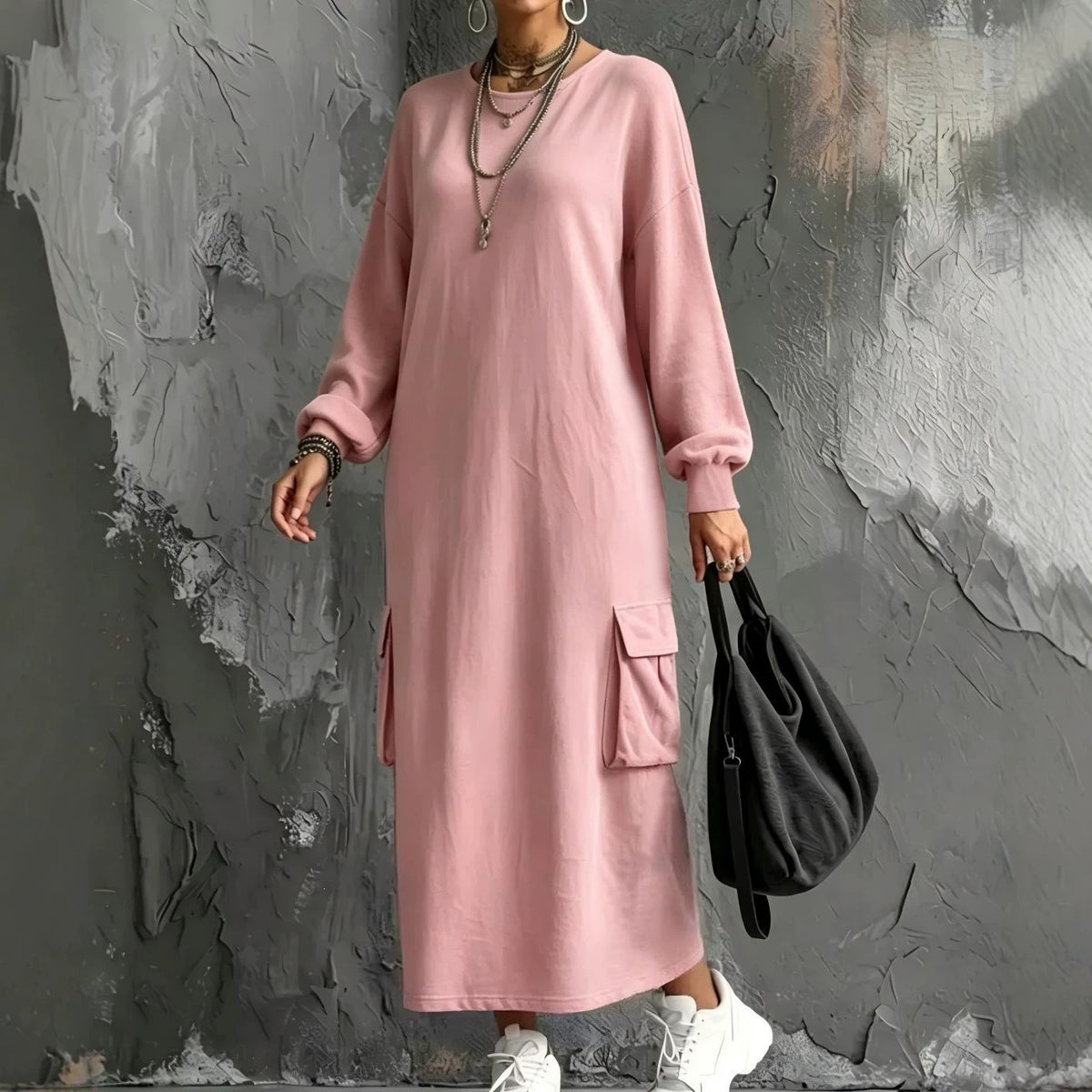 Cargo Pocket Maxi Hoodie Dress