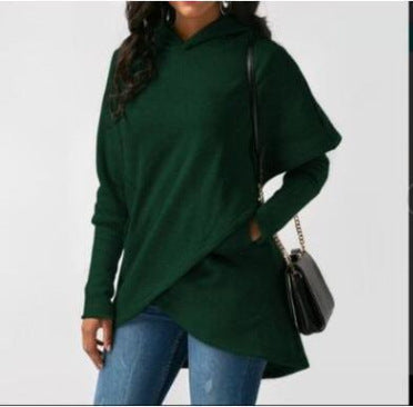 Asymmetric Wrap Fleece Hoodie